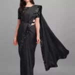 Beautifully Designed Black Party Wear Georgette Saree