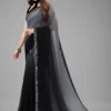 Fashionable Trendy Black Party Wear Georgette Saree